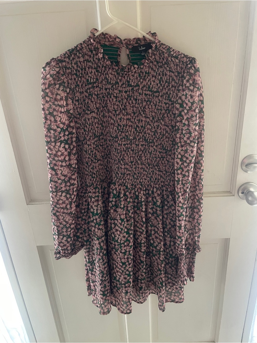 Lulu’s Floral Smocked Long Sleeve Mini Dress